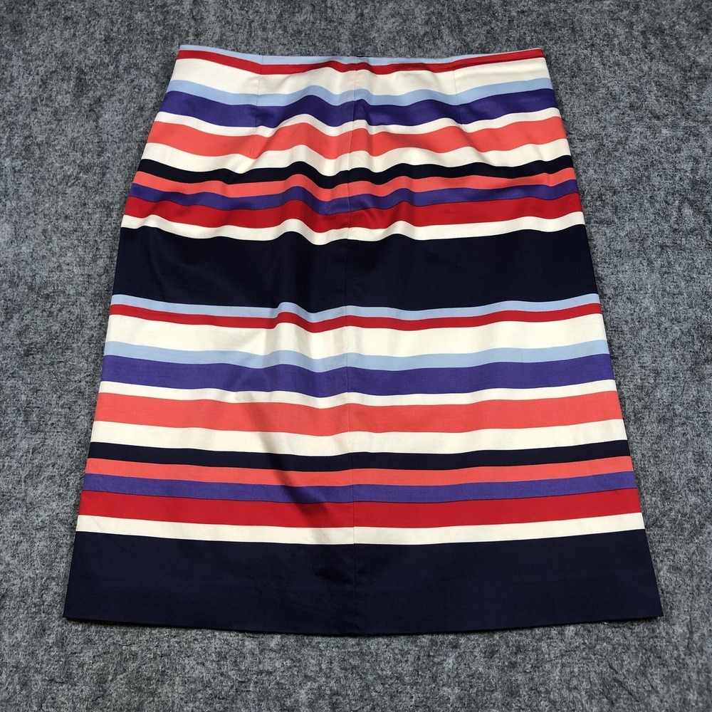Boden Skirt Womens 8 Multicolor Striped Pencil Knee Length Lined Satin Stretch